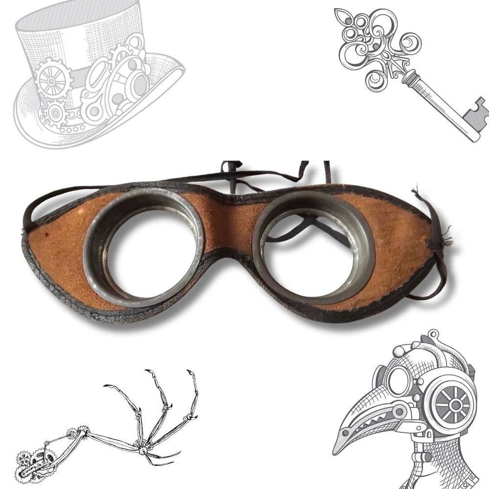 Vintage Leather Aviator Goggles - Steampunk Cosplay Eye Gear - Antique Style
